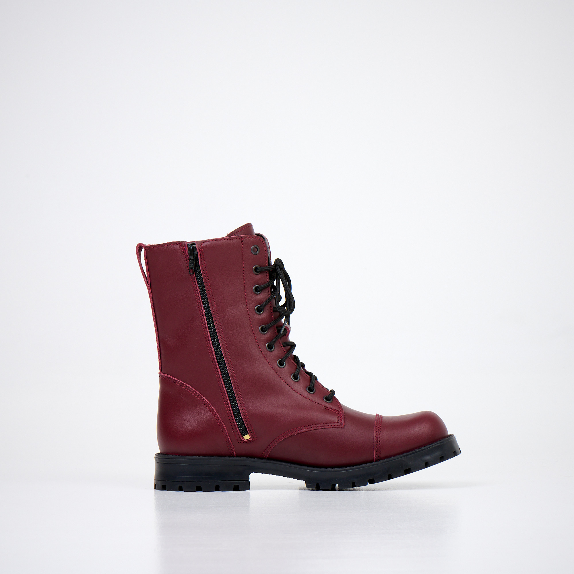 511 Burgundy with Zipper Leather Boots whatshoes shoes directly from independent brands